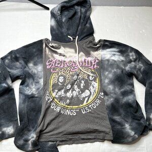 Vintage Band Hoodie Small Gray Tie Dye Upcycled Reworked Tie Dye Cheetah Print